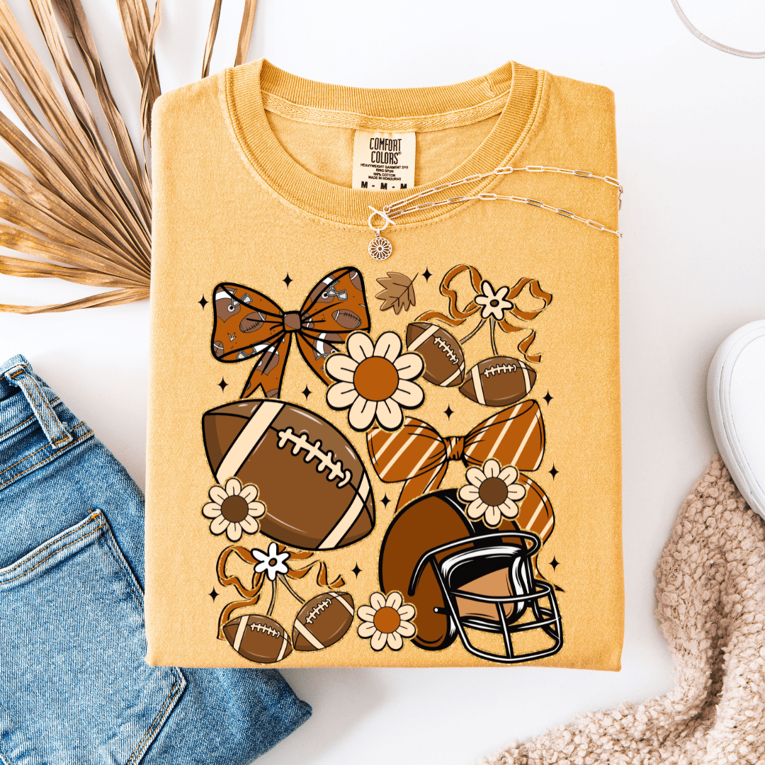 FestiviTees Women - Apparel - Shirts - T-Shirts Floral Football Collage Graphic Tee