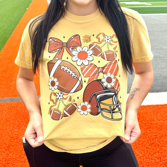 FestiviTees Women - Apparel - Shirts - T-Shirts Floral Football Collage Graphic Tee