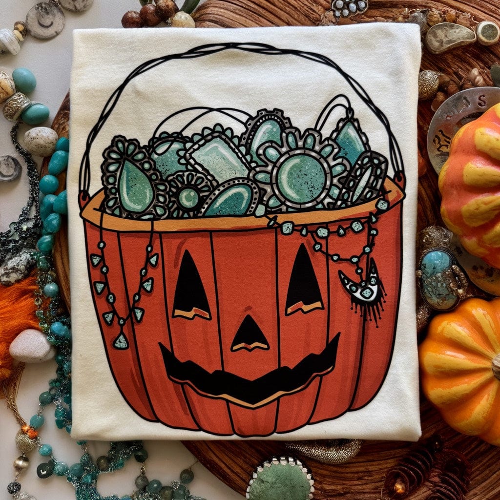 FestiviTees Women - Apparel - Shirts - T-Shirts Gemstone Jack O Lantern Graphic Tee