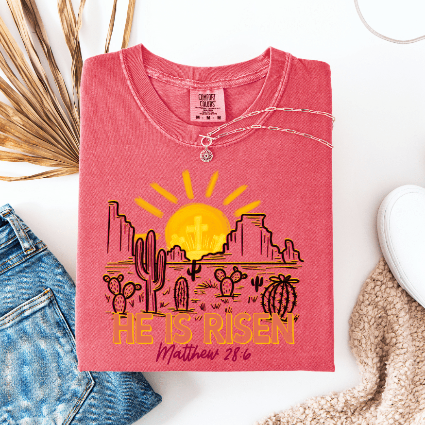 FestiviTees Women - Apparel - Shirts - T-Shirts He is Risen Matthew 28:6 Graphic Tee