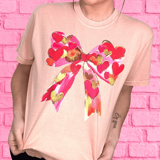 FestiviTees Women - Apparel - Shirts - T-Shirts Heart And Bow Graphic Tee