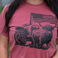 FestiviTees Women - Apparel - Shirts - T-Shirts Highland Cow Flag Tractor Soft Graphic Tee