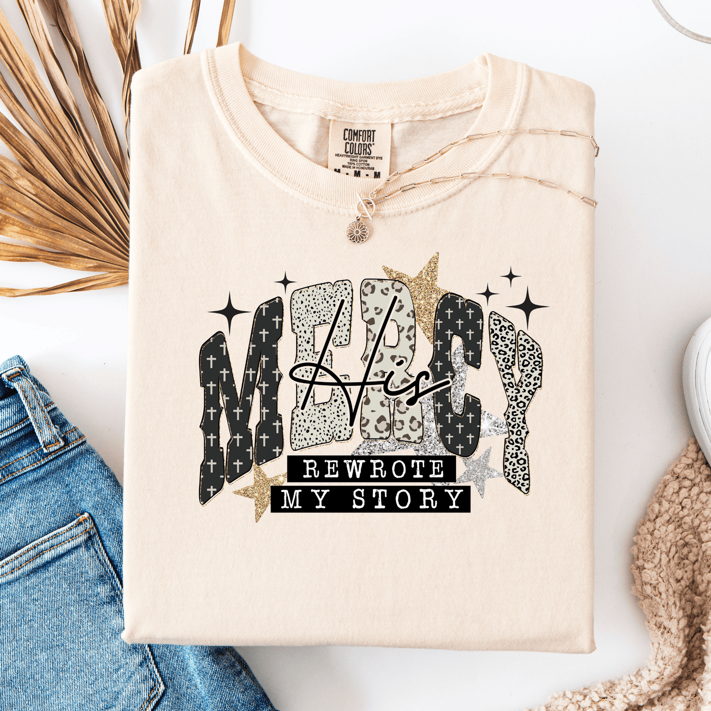 FestiviTees Women - Apparel - Shirts - T-Shirts His Mercy Rewrote My Story Graphic Tee