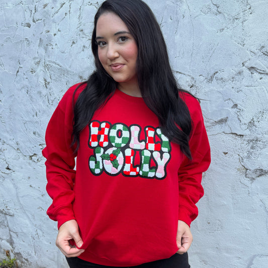 FestiviTees Women - Apparel - Shirts - T-Shirts Holly Jolly Patch Graphic Crewneck