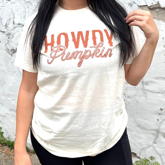 FestiviTees Women - Apparel - Shirts - T-Shirts Howdy Pumpkin Rope Graphic Tee