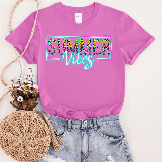 FestiviTees Women - Apparel - Shirts - T-Shirts Leopard Neon Summer Vibes Graphic Tee