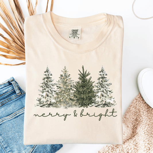 FestiviTees Women - Apparel - Shirts - T-Shirts Merry&Bright Tree Graphic Tee