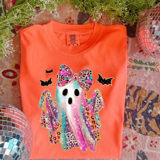 FestiviTees Women - Apparel - Shirts - T-Shirts Neon Leopard Ghost Graphic Tee