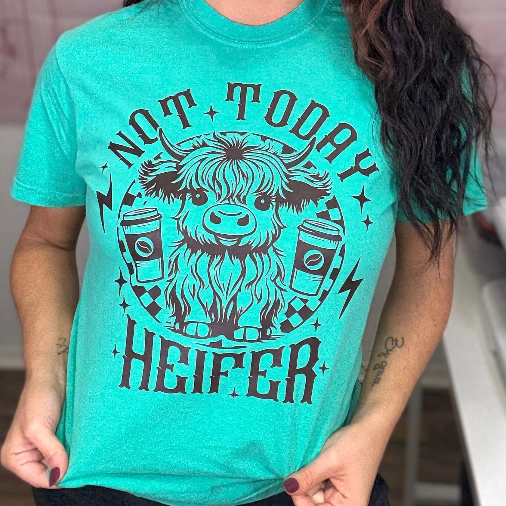 FestiviTees Women - Apparel - Shirts - T-Shirts Not Today Heifer Coffee Graphic Tee