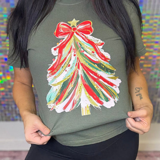 FestiviTees Women - Apparel - Shirts - T-Shirts Paint Stroke Pink & Red Tree Graphic Tee