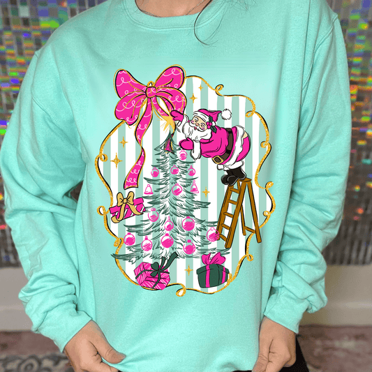 FestiviTees Women - Apparel - Shirts - T-Shirts Pink Santa Magic Graphic Crewneck