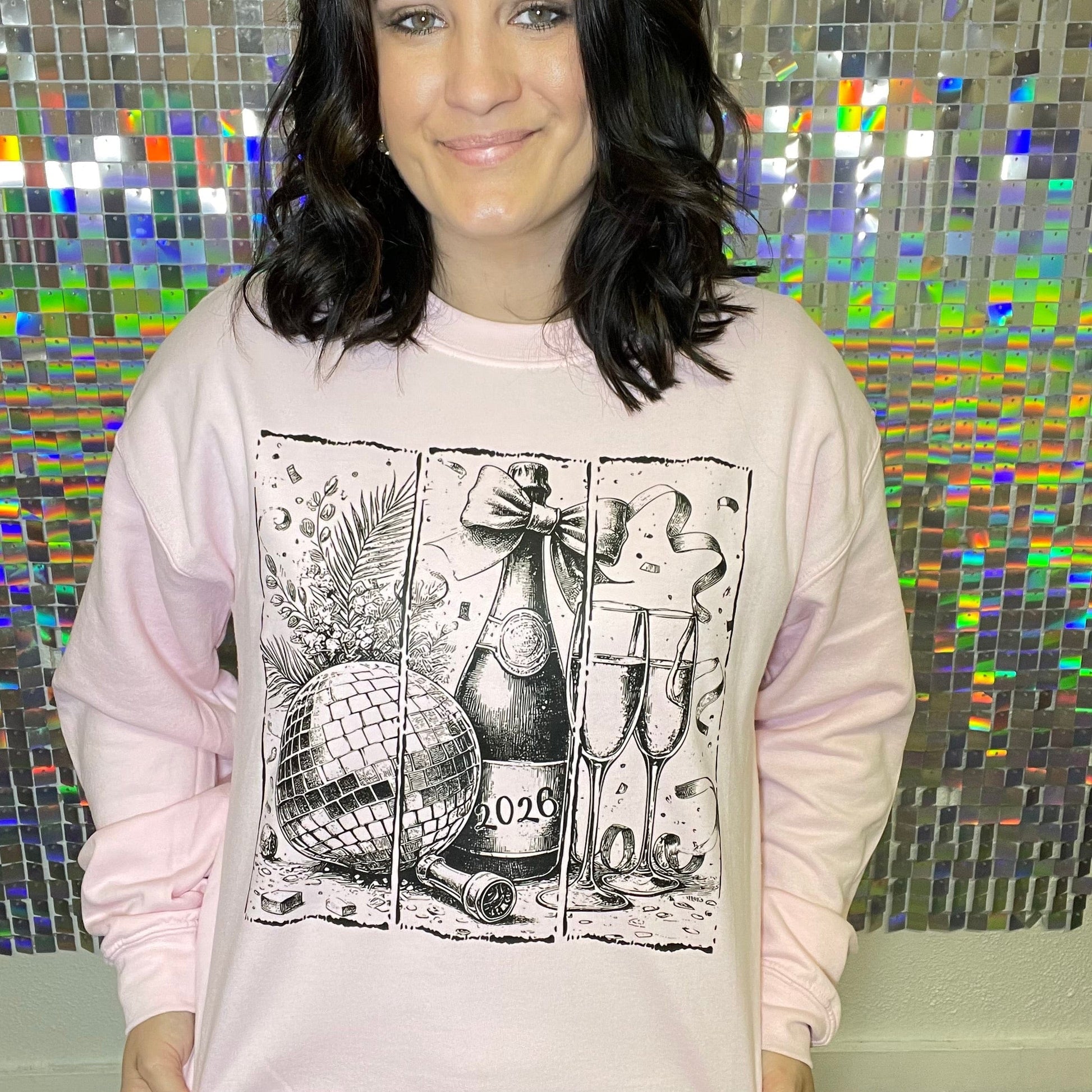 FestiviTees Women - Apparel - Shirts - T-Shirts Poppin Bottles NYE Graphic Crewneck