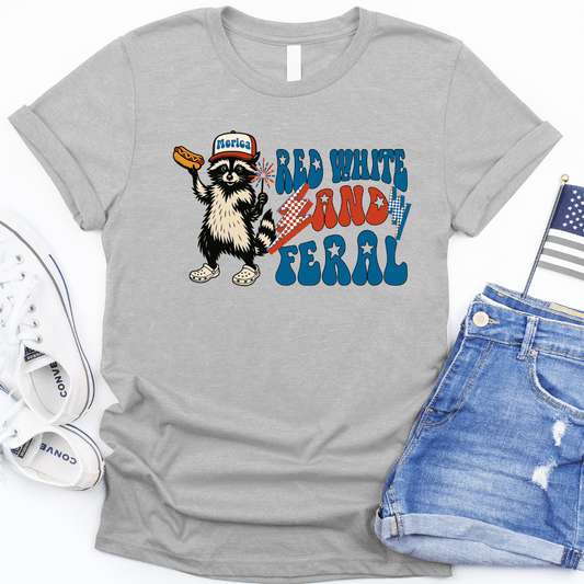 FestiviTees Women - Apparel - Shirts - T-Shirts Red White and Feral Graphic Tee
