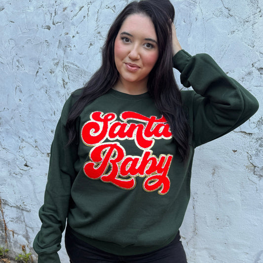 FestiviTees Women - Apparel - Shirts - T-Shirts Santa Baby Patch Graphic Crewneck