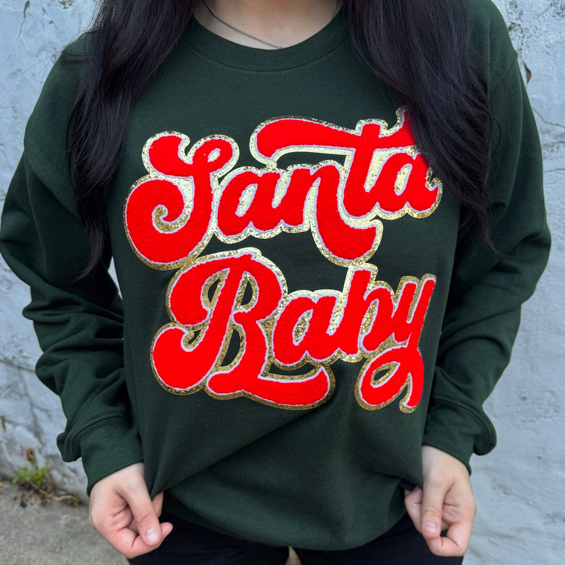 FestiviTees Women - Apparel - Shirts - T-Shirts Santa Baby Patch Graphic Crewneck