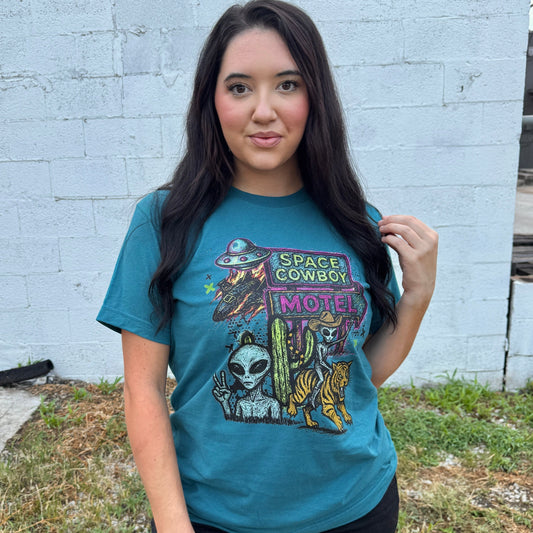 FestiviTees Women - Apparel - Shirts - T-Shirts Space Cowboy Motel Graphic Tee