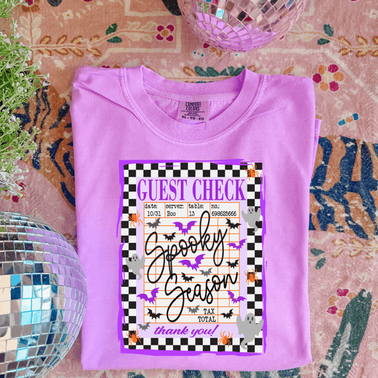 FestiviTees Women - Apparel - Shirts - T-Shirts Spooky Guest Check Graphic Tee