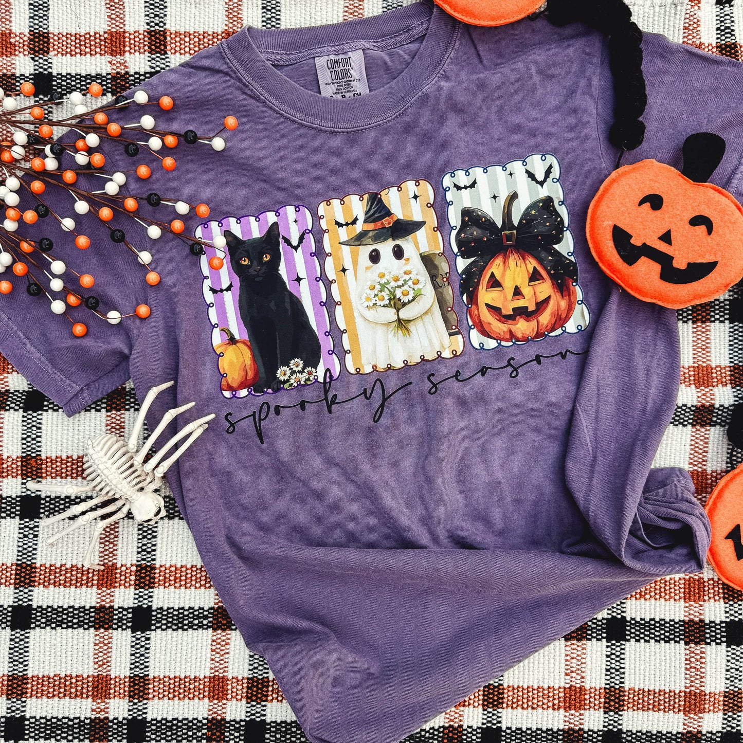 FestiviTees Women - Apparel - Shirts - T-Shirts Spooky Season Stripes Soft Graphic Tee