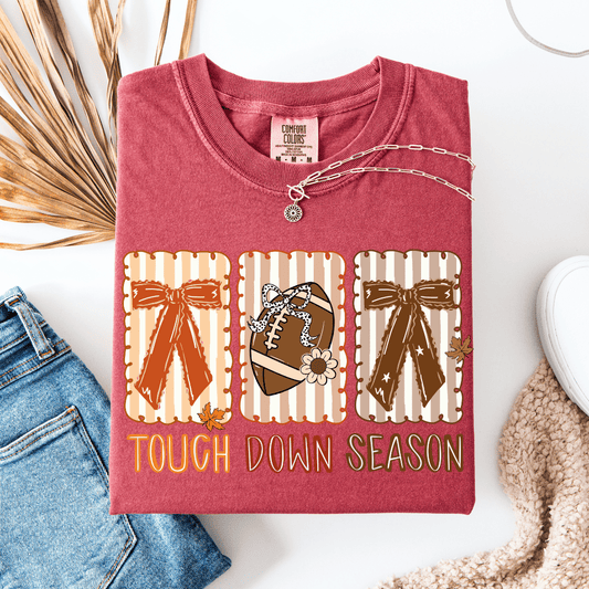 FestiviTees Women - Apparel - Shirts - T-Shirts Touch Down Season Bows Graphic Tee