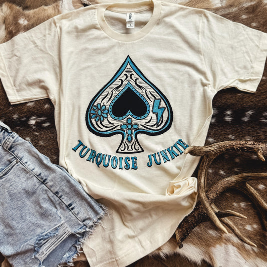 FestiviTees Women - Apparel - Shirts - T-Shirts Turquoise Junkie Spade Graphic Tee