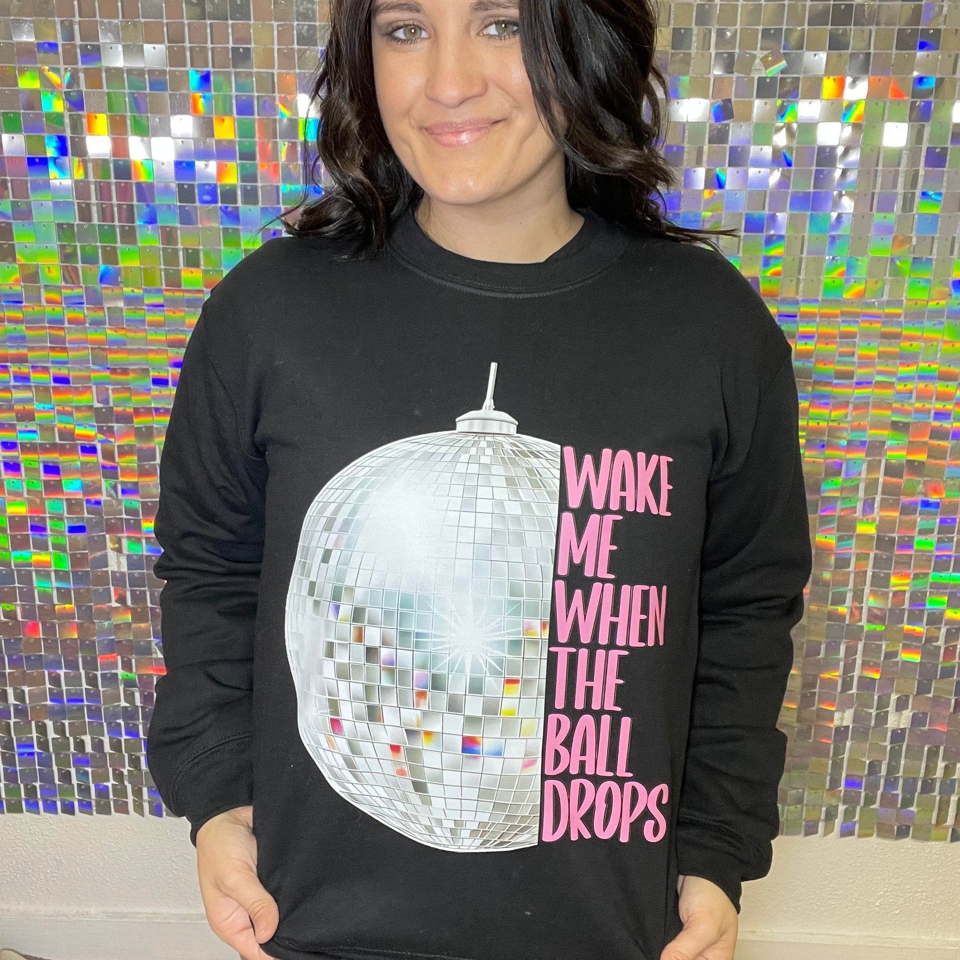 FestiviTees Women - Apparel - Shirts - T-Shirts Wake Me When The Ball Drops Graphic Crewneck