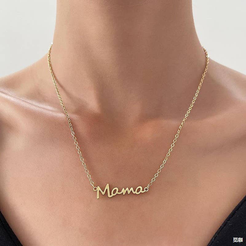 JOSSLYN by Wall to Wall Gold Mama Necklace 18K Stainless Steel