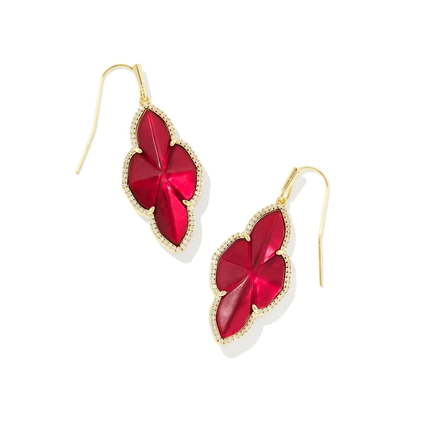 Kendra Scott Women - Accessories - Earrings Abbie Gold Pave Frame Drop Earrings in Cranberry Illusion | Kendra Scott