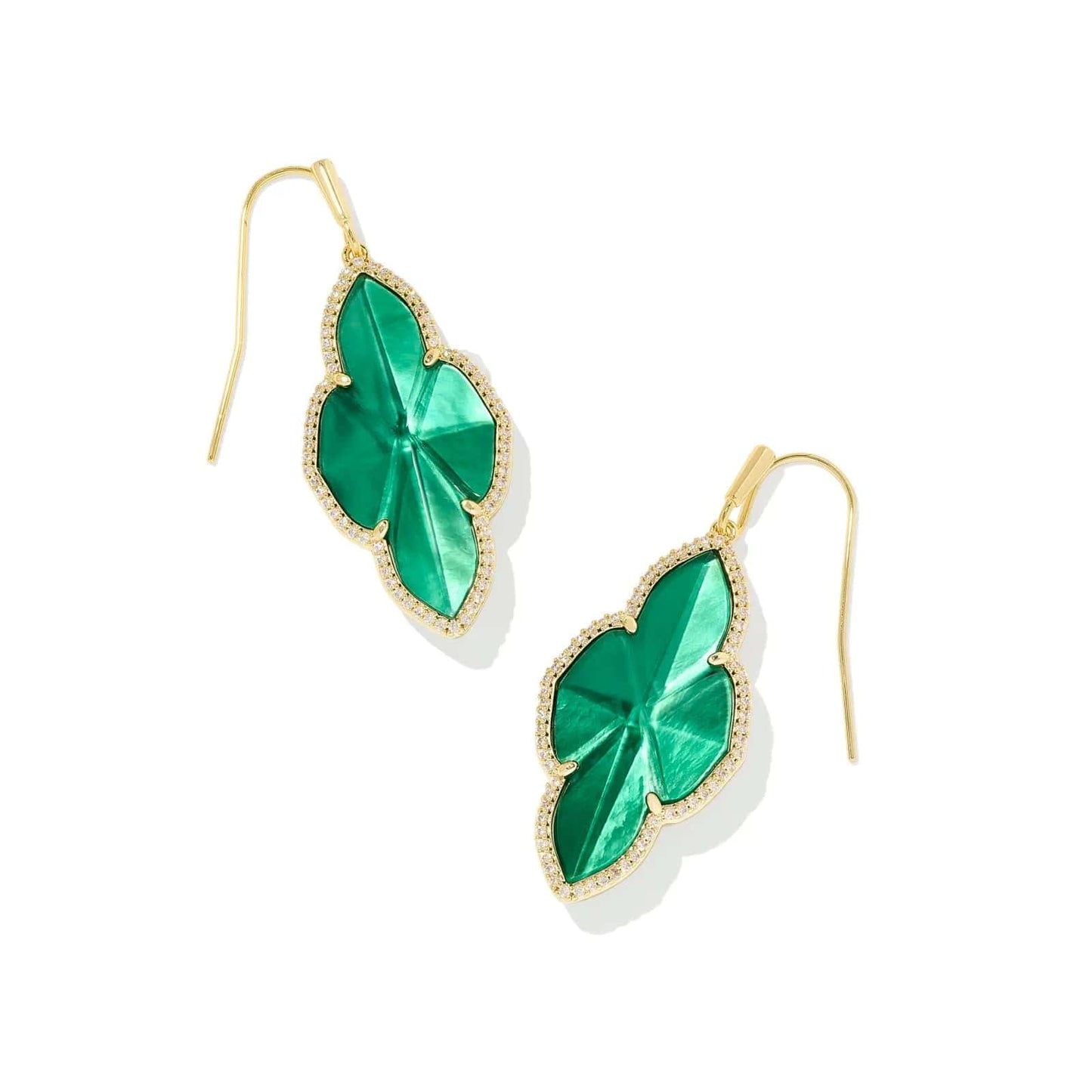 Kendra Scott Women - Accessories - Earrings Abbie Gold Pave Frame Drop Earrings in Green Illusion | Kendra Scott