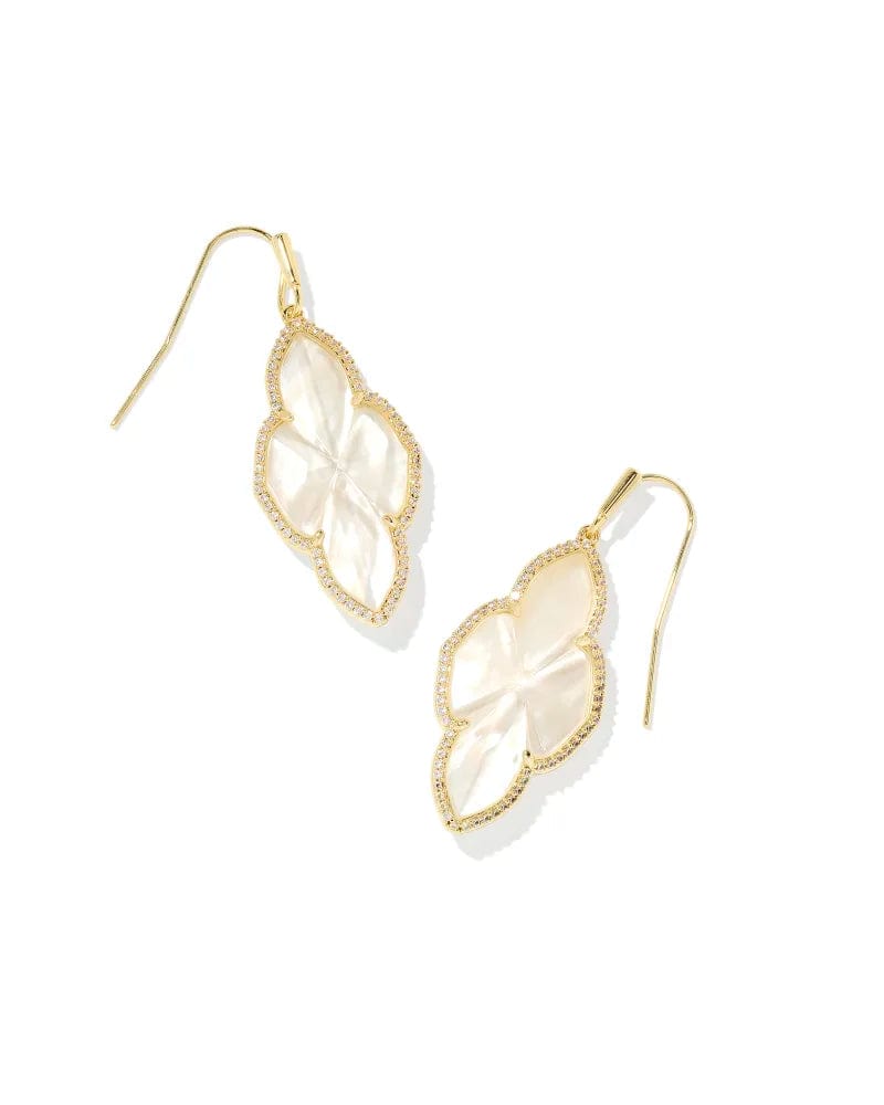 Kendra Scott Women - Accessories - Earrings Abbie Gold Pave Frame Drop Earrings in Ivory Mother-of-Pearl | Kendra Scott