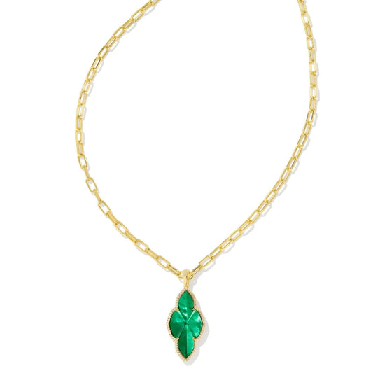 Kendra Scott Women - Accessories - Earrings Abbie Gold Pave Frame Large Long Pendant Necklace in Green  | Kendra Scott