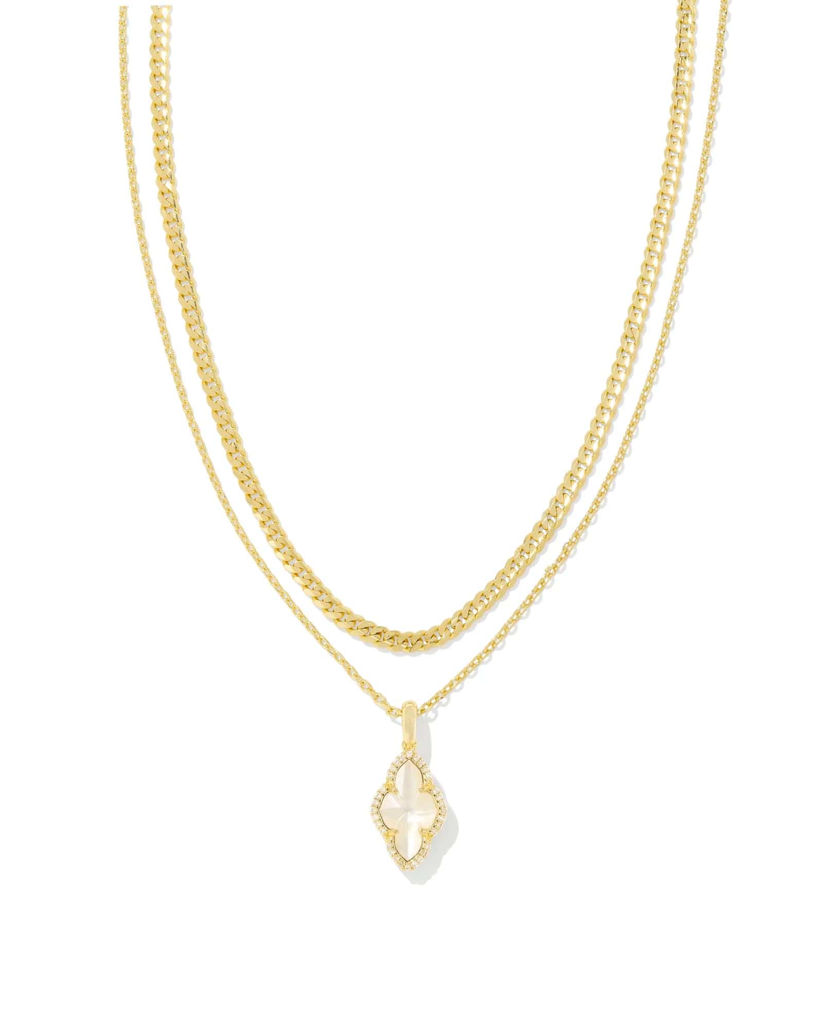 Kendra Scott Women - Accessories - Earrings Abbie Gold Pave Frame Multi Strand Necklace in Ivory| Kendra Scott