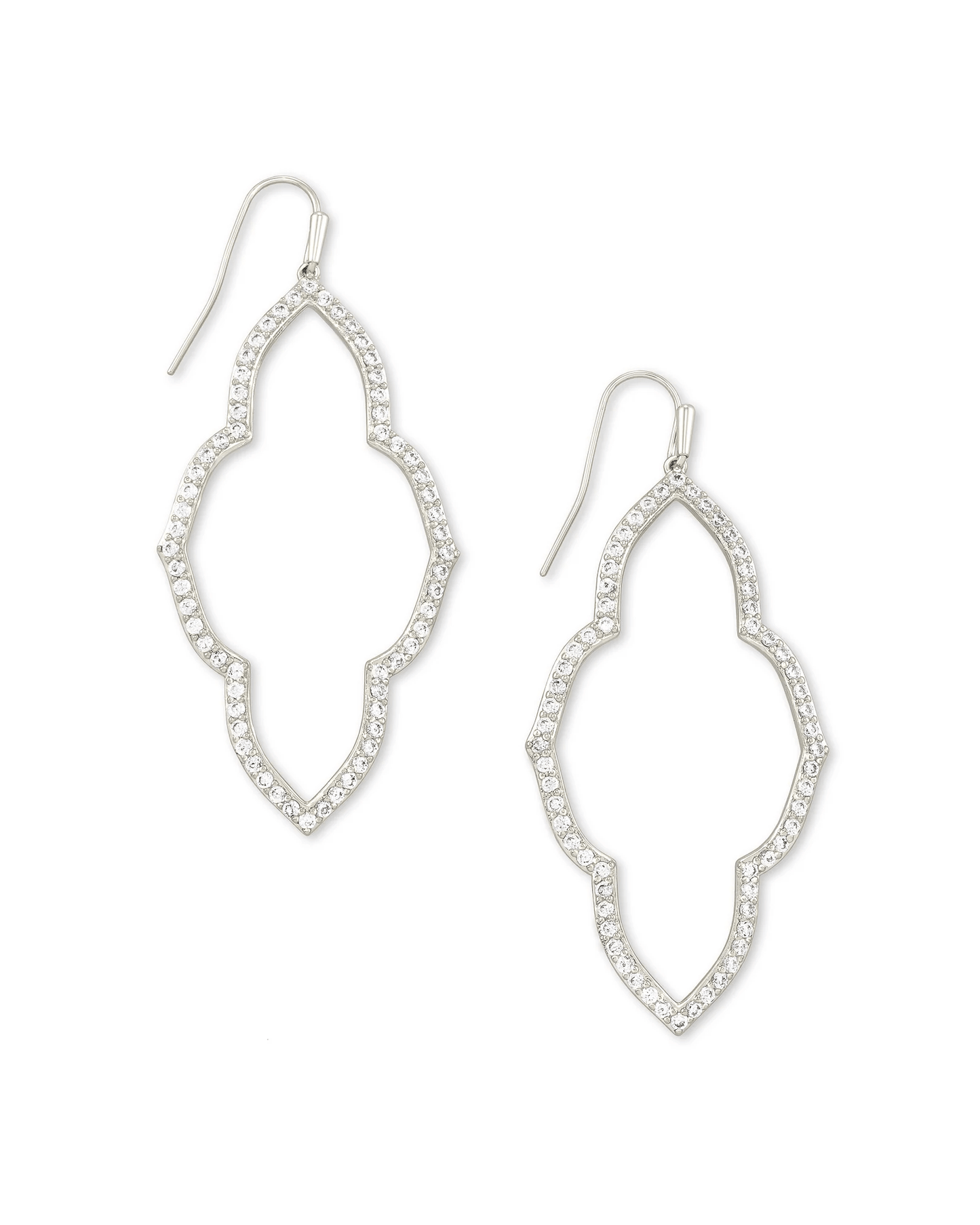 Kendra Scott Women - Accessories - Earrings Abbie Silver Open Frame Earrings in White Crystal | Kendra Scott