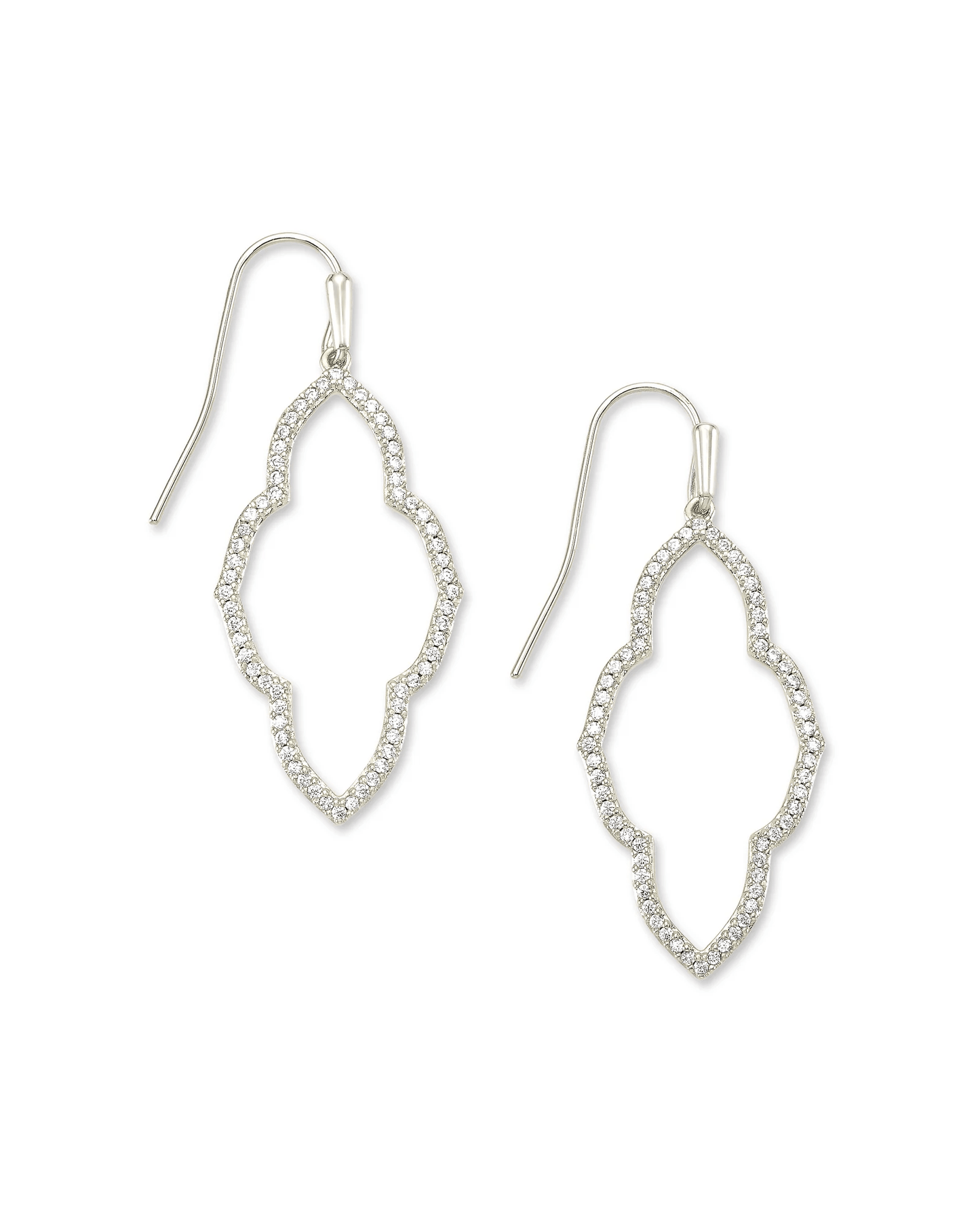 Kendra Scott Women - Accessories - Earrings Abbie Silver Small Open Frame Earrings in White Crystal | Kendra Scott