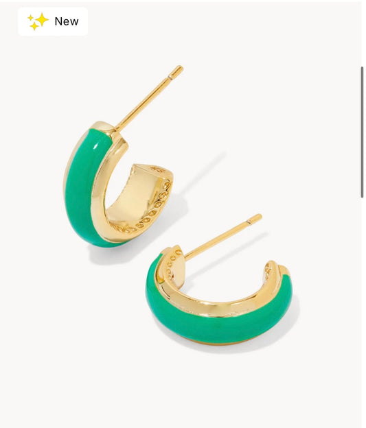 Kendra Scott Women - Accessories - Earrings Ainsley Huggie EAR Gold Green Enamel | Kendra Scott