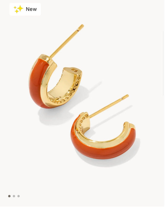 Kendra Scott Women - Accessories - Earrings Ainsley Huggie EAR Gold Orange Enamel | Kendra Scott