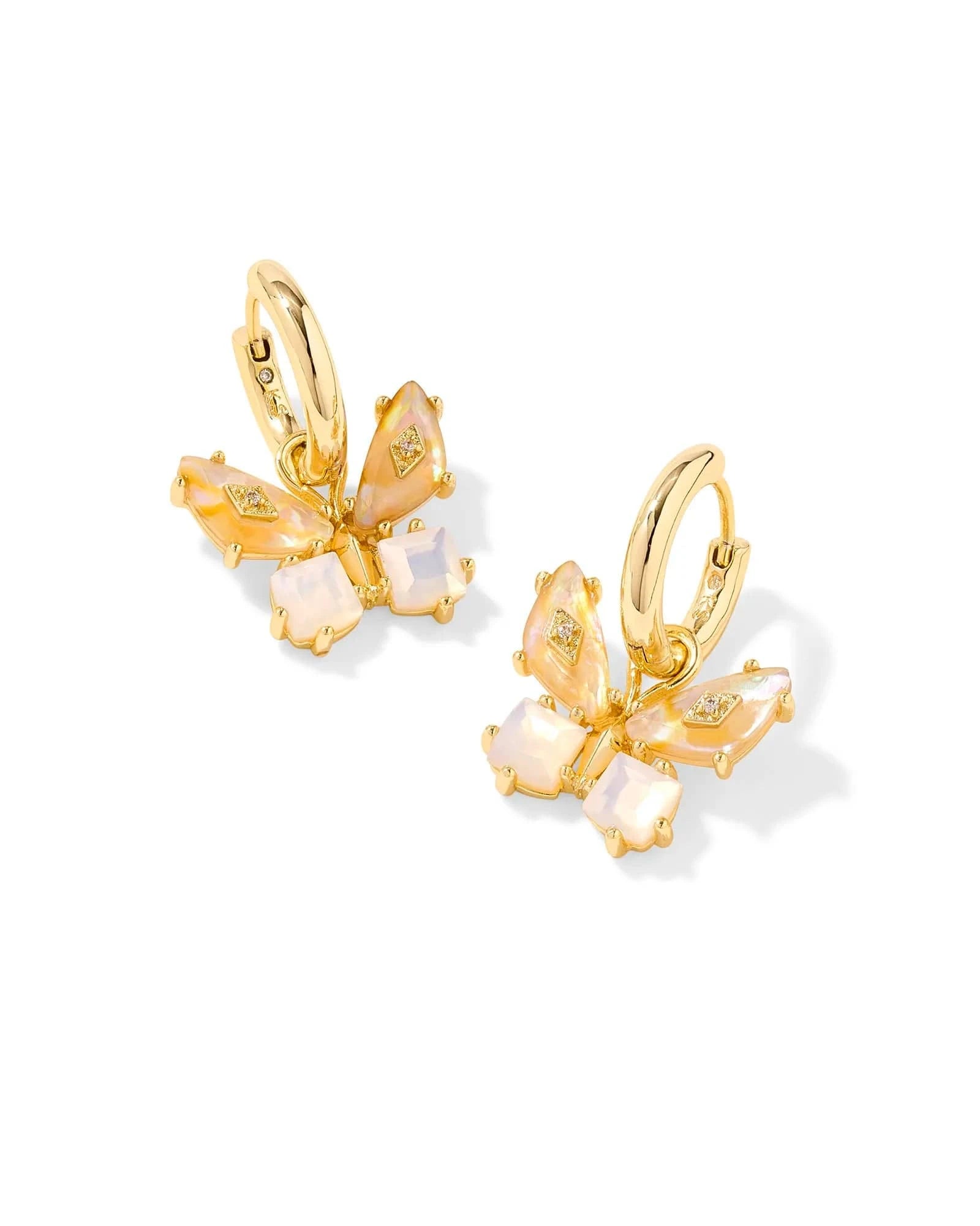 Kendra Scott Women - Accessories - Earrings Bianca Butterfly Gold Huggie Earrings Irredescent White| Kendra Scott