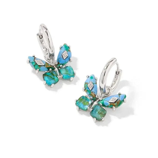 Kendra Scott Women - Accessories - Earrings Bianca Butterfly Silver Huggie Earrings Bright Aqua| Kendra Scott