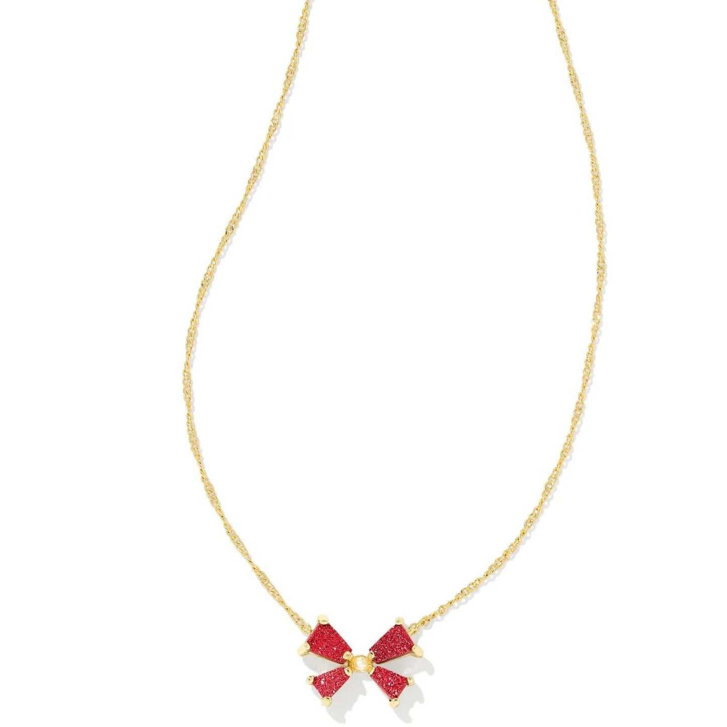 Kendra Scott Women - Accessories - Earrings Blair Gold Bow Small Short Pendant Necklace in Bright Red Drusy | Kendra Scott