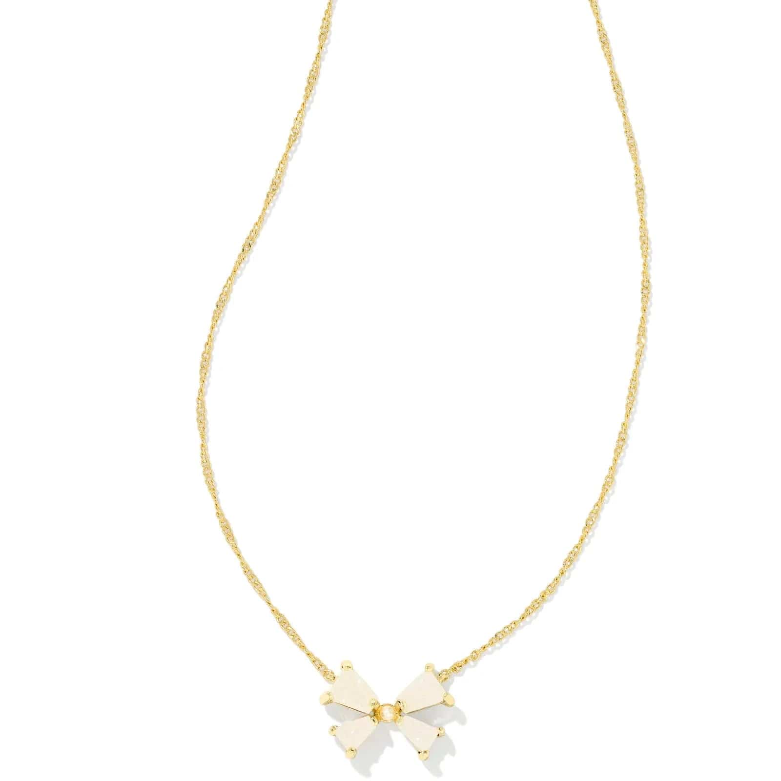 Kendra Scott Women - Accessories - Earrings Blair Gold Bow Small Short Pendant Necklace in Iridescent Drusy | Kendra Scott