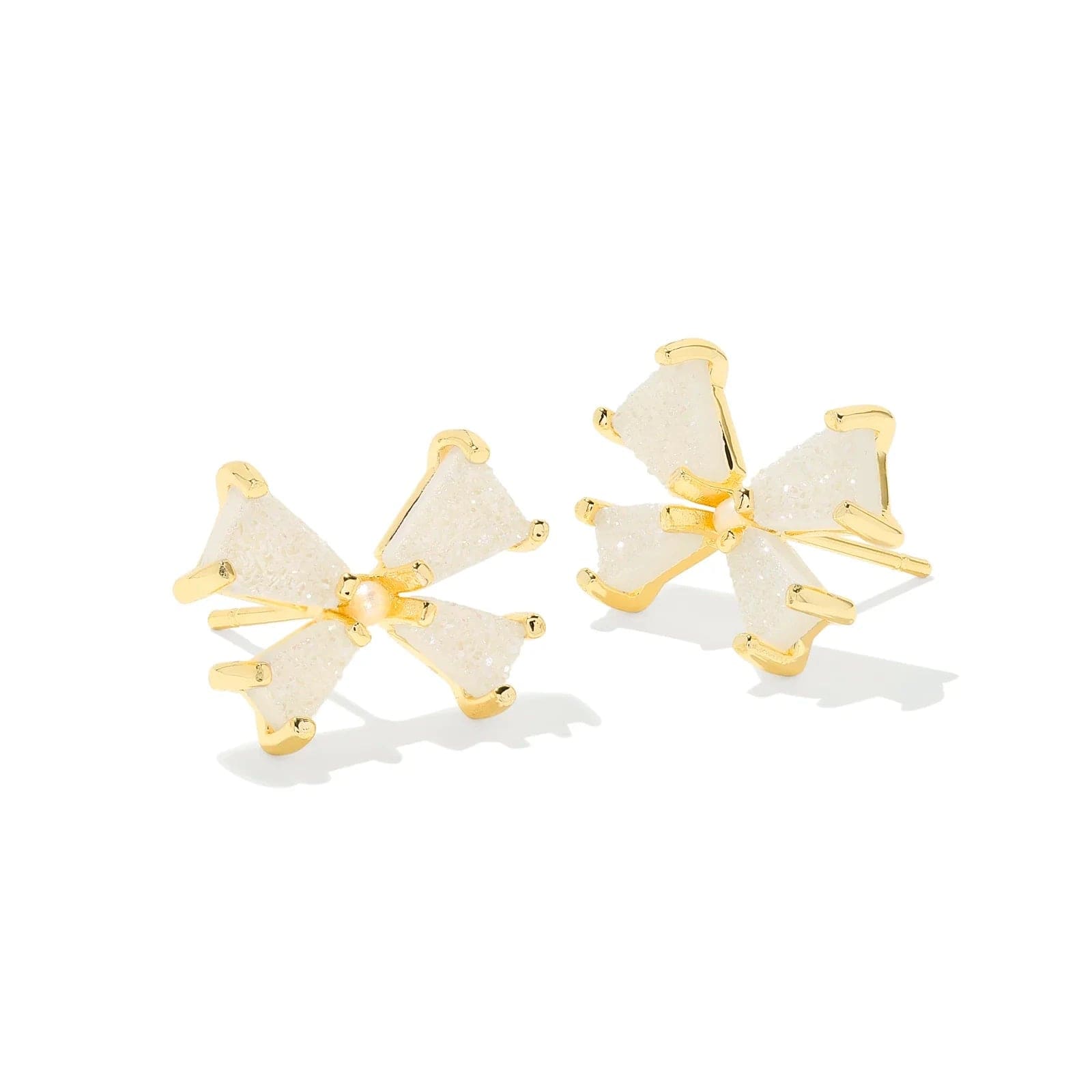 Kendra Scott Women - Accessories - Earrings Blair Gold Bow Small Stud Earrings in Iridescent Drusy | Kendra Scott