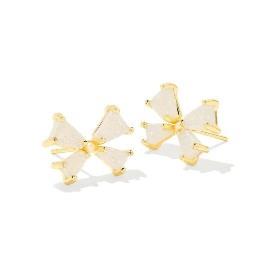 Kendra Scott Women - Accessories - Earrings Blair Gold Bow Small Stud Earrings in Iridescent Drusy | Kendra Scott