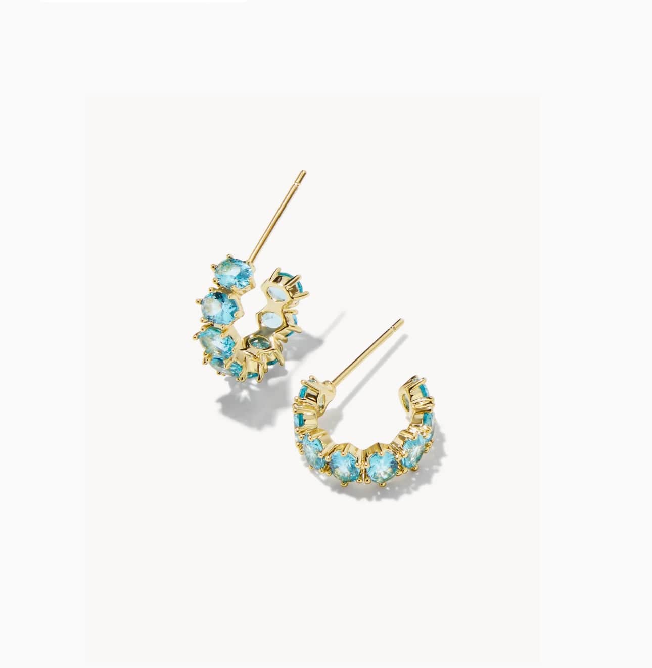 Kendra Scott Women - Accessories - Earrings Cailin Crystal Huggie Earrings Gold Aqua Crystal | Kendra Scott