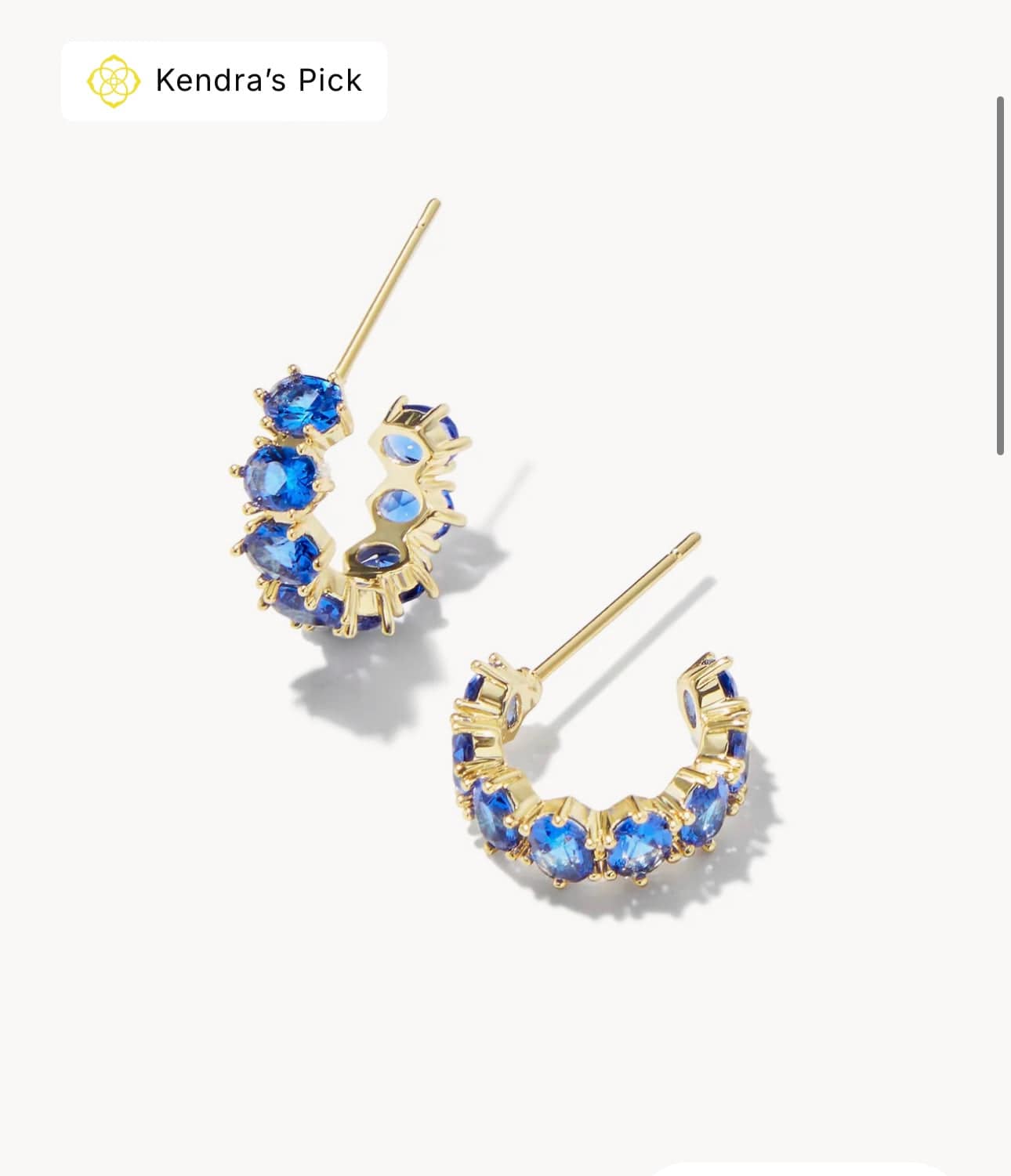 Kendra Scott Women - Accessories - Earrings Cailin Crystal Huggie Earrings Gold Blue Crystal | Kendra Scott