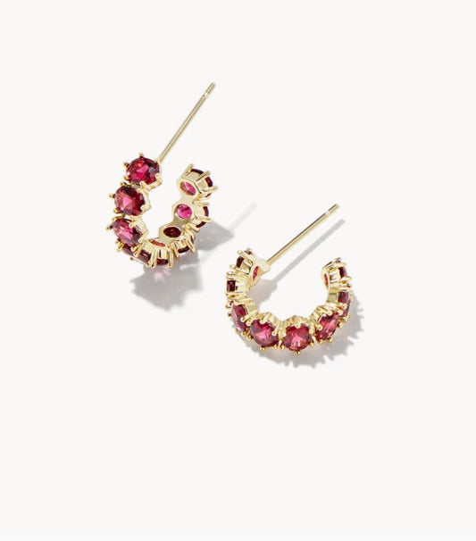 Kendra Scott Women - Accessories - Earrings Cailin Crystal Huggie Earrings Gold Burgundy Crystal | Kendra Scott