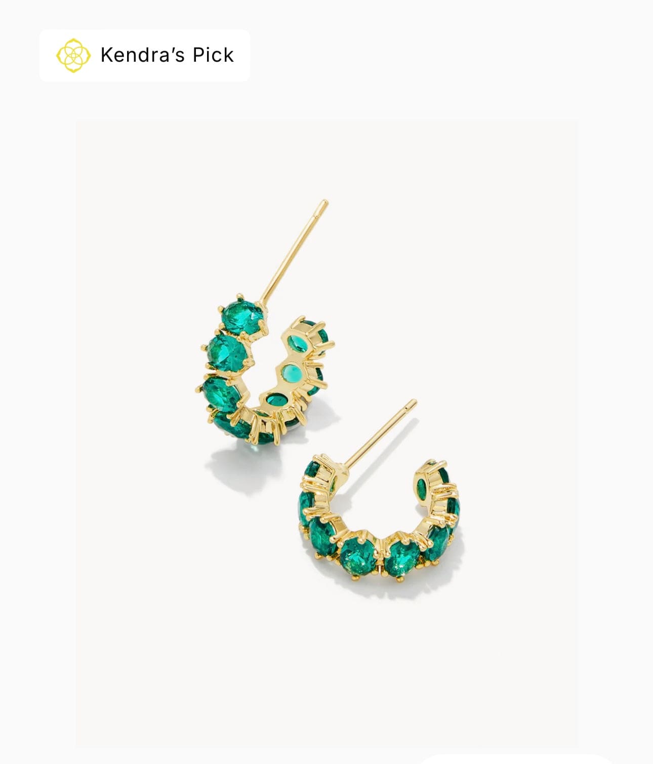 Kendra Scott Women - Accessories - Earrings Cailin Crystal Huggie Earrings Gold Green Crystal | Kendra Scott