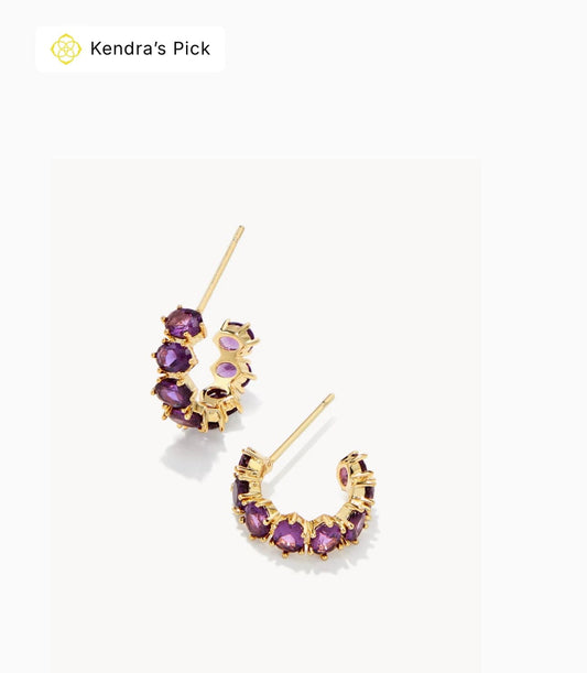 Kendra Scott Women - Accessories - Earrings Cailin Crystal Huggie Earrings Gold Purple Crystal | Kendra Scott