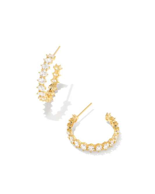 Kendra Scott Women - Accessories - Earrings Cailin Gold Crystal Hoop Earrings in White Crystal | Kendra Scott