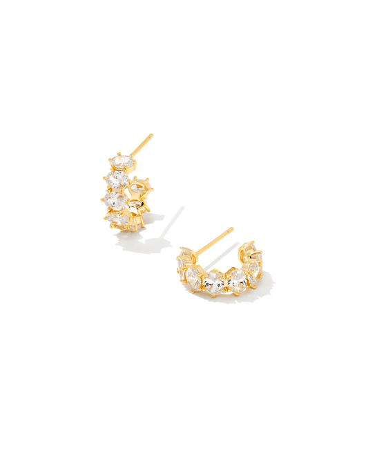 Kendra Scott Women - Accessories - Earrings Cailin Gold Crystal Huggie Earrings in White Crystal | Kendra Scott