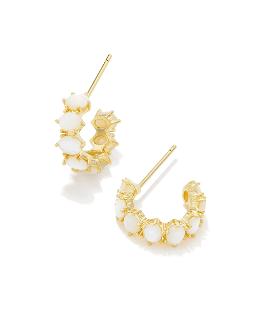 Kendra Scott Women - Accessories - Earrings Cailin Gold Huggie Earrings in Ivory Mother-of-Pearl | Kendra Scott