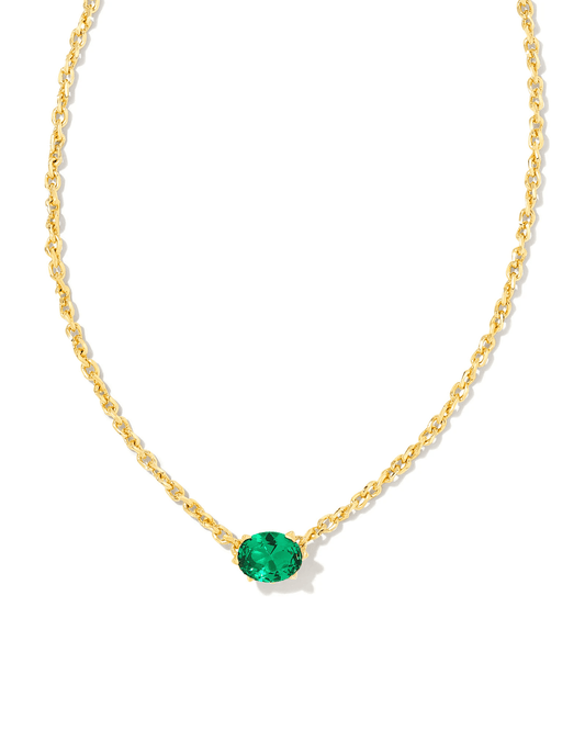 Kendra Scott Women - Accessories - Earrings Cailin Gold Pendant Necklace in Green Crystal | Kendra Scott